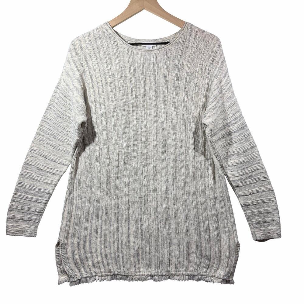 J. Jill Gray Cotton Blend Sweater Button Up Detail Size M